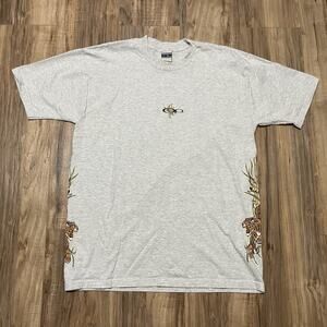 Vintage OP Ocean Pacific Shirt Mens Large Grey Tigers Asia Bamboo Sides Y2K 90s